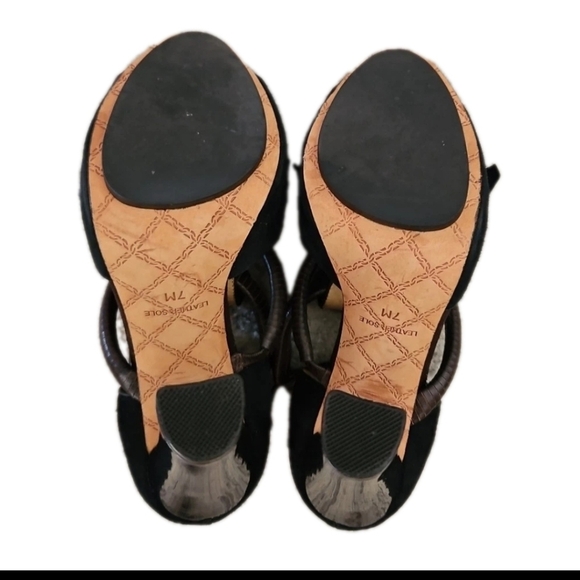 L.A.M.B Gwen Stefani Black And Brown Suede Hortensia Heel 7 - Picture 5 of 11